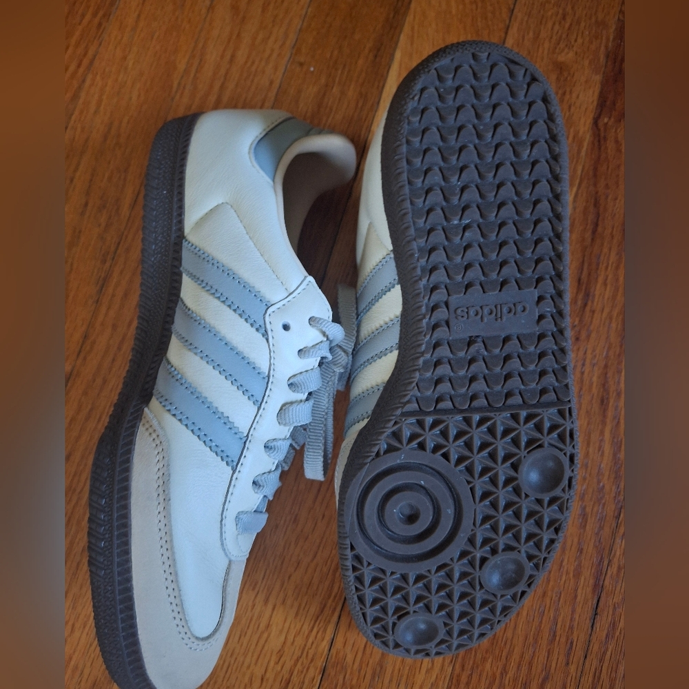 Women's Adidas Samba                     White and Light Blue - Picture 3 of 10